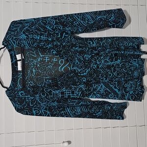 Chico's Turquoise and Black Wrap Dress